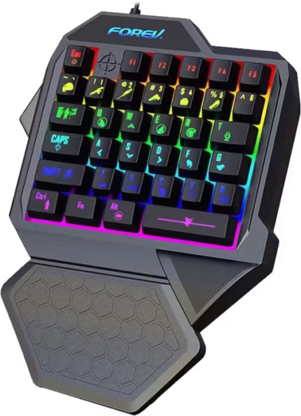 Forev F6 Single Handed Rainbow Wired Gaming Keybaord - Black