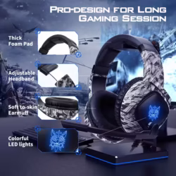 Onikuma K19 RGB Wired Gaming Headset - Grey Camouflage - Image 3