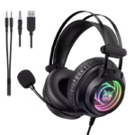 أونيكوما X80 سماعة جيمينج سلكية RGB – أسود