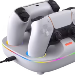 Charging Base Dual Charger Color Lighting Effect For PS5 Controller - White
