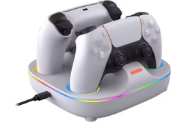 Charging Base Dual Charger Color Lighting Effect For PS5 Controller - White