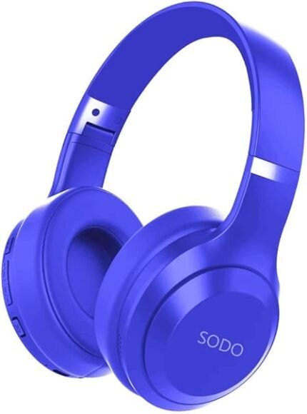 SoDo SD-1121 Wireless Bluetooth V5 Headset | With Microphone Support SD Card 3.5 Noise-Isolation | Foldable Over Ear Headphone With Stylish Colors And Shape (Blue)